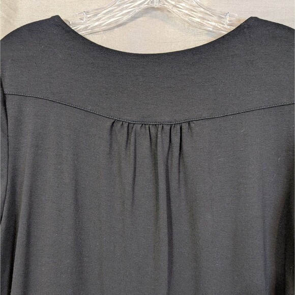 J. Jill Stretch Women's MEDIUM Button-Front Tunic, Black Rayon Knit 3/4 Sleeve - Picture 12 of 16